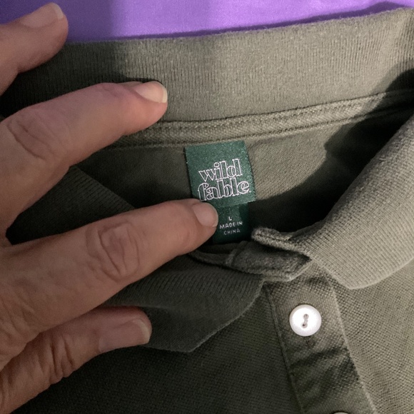 Wild fable cropped polo shirt in army green size L.  W40 - Picture 5 of 5